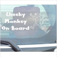 Cheeky Monkey On Board-Car Window Sticker-Fun Child,Kids,Children, Self Adhesive Vinyl Sign for Truck,Van,Vehicle